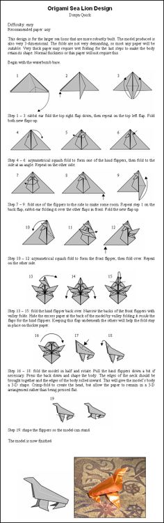 origami lion instructions advanced