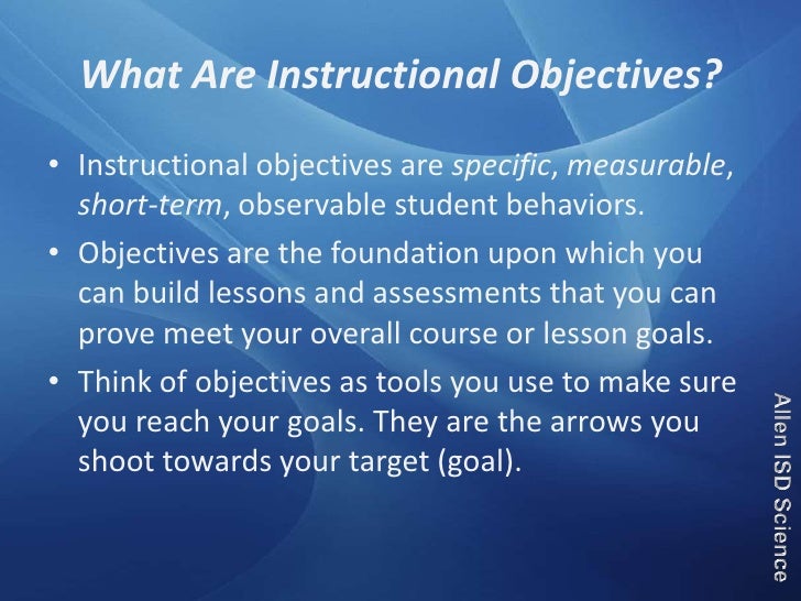 what is writing instructional objectives